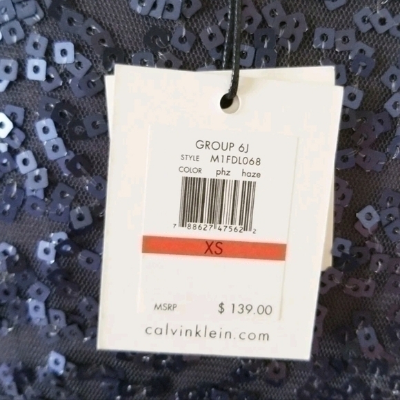 💥NWT💥 CALVIN KLEIN BLUE SEQUIN COCKTAIL DRESS SZ XS RV $139 - Picture 6 of 7